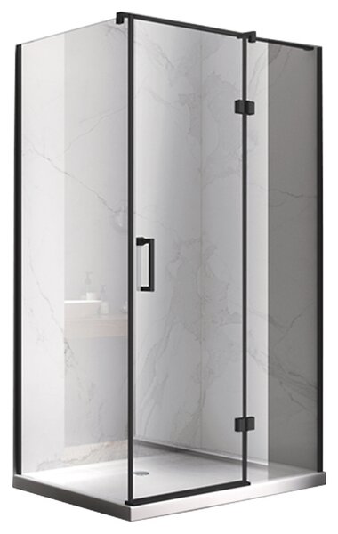 BPS-koupelny Obdélníkový sprchový kout HYD-OK03D 120x100 černá/transparent + vanička HYD-OSV-ST06C černá