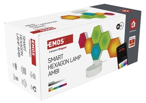 EMOS GoSmart LED stolní lampa Hexagon bílá, 6 dílů, RGB, stmívatelná, WiFi 1555426000