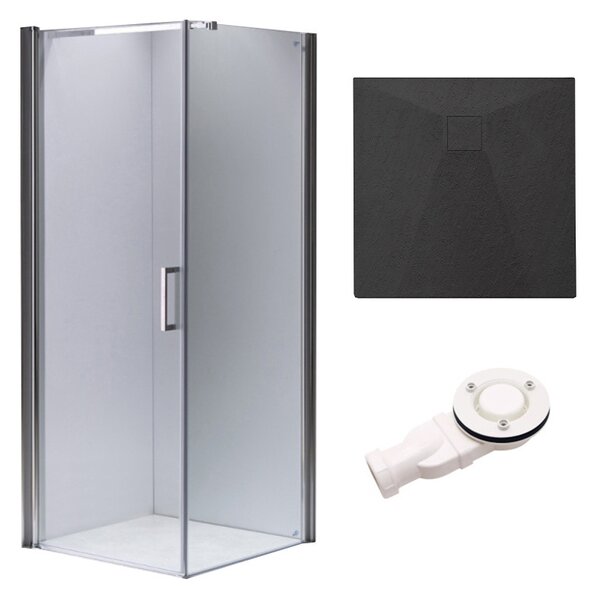 BPS-koupelny Čtvercový sprchový kout HYD-SK1190B 90x90 chrom/transparent + vanička HYD-SSV-RIKO černá