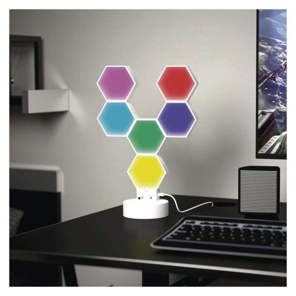 EMOS GoSmart LED stolní lampa Hexagon bílá, 6 dílů, RGB, stmívatelná, WiFi 1555426000