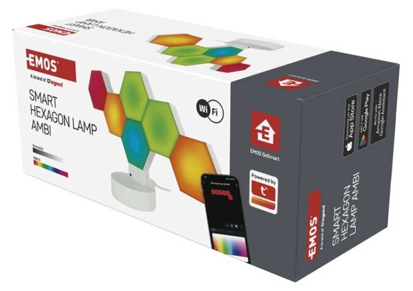 EMOS GoSmart LED stolní lampa Hexagon bílá, 6 dílů, RGB, stmívatelná, WiFi 1555426000