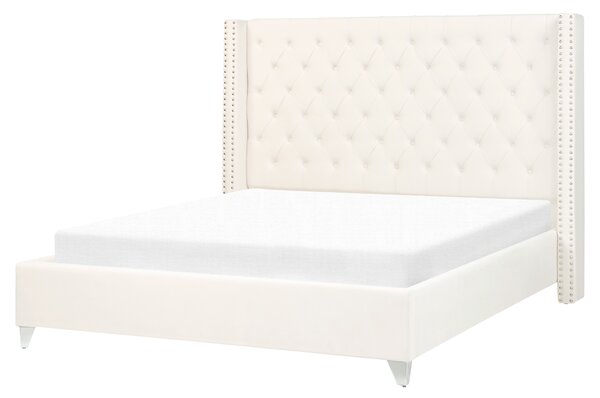 Sametová postel 160 x 200 cm krémově bílá LUBBON