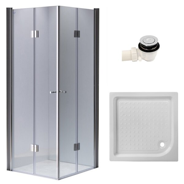 BPS-koupelny Čtvercový sprchový kout HYD-SK1290C 100x100 chrom/transparent + vanička HYD-SSV-SXL02C bílá