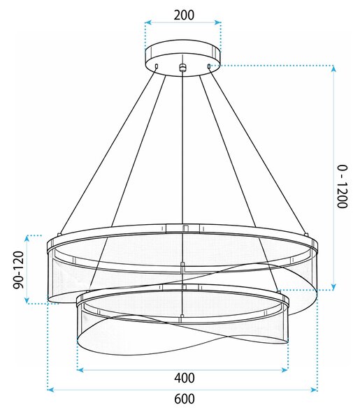 Toolight Rea, ZÁVĚSNÁ STROPNÍ G146-2CP GOLD, OSW-04702