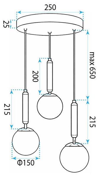 Toolight Rea, ZÁVĚSNÁ STROPNÍ LAMPA G179-3CP GOLD, OSW-07823