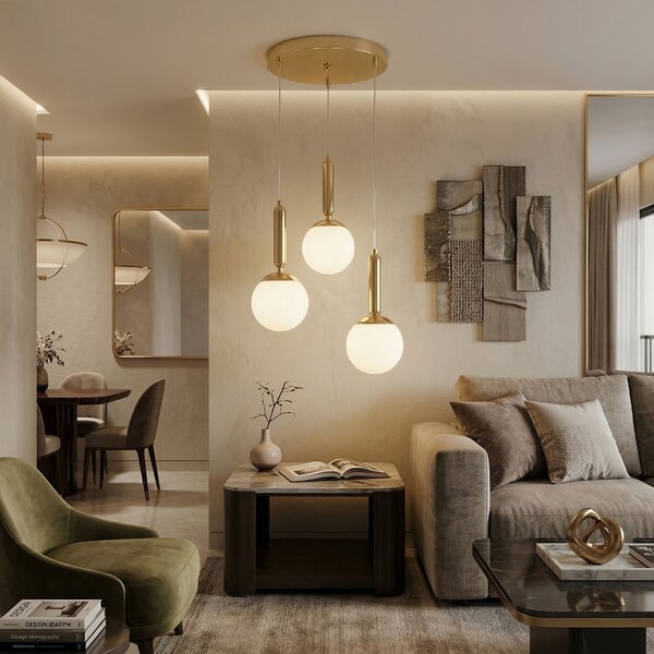 Toolight Rea, ZÁVĚSNÁ STROPNÍ LAMPA G179-3CP GOLD, OSW-07823