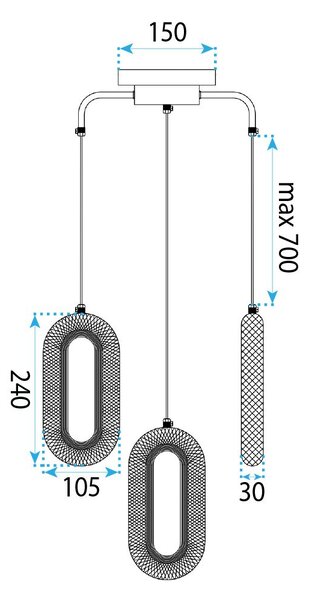 Toolight Rea, ZÁVĚSNÉ STROPNÍ LED SVÍTIDLO G173-3CP GOLD, OSW-07817