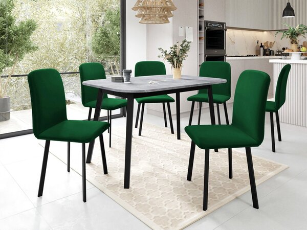 Rozkládací stůl Grazpen S 130x80 se 6 židlemi Lekoz, Barva dřeva: dub craft zlatý + černá, Potah: Amor Velvet 4311 5903211306037