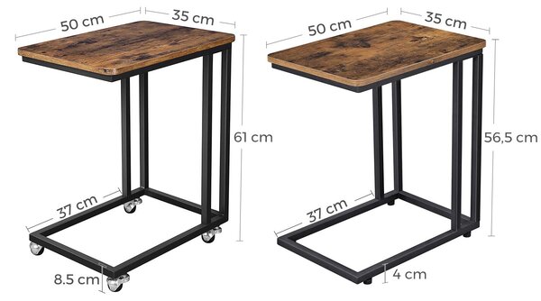 Odkládací stolek na kolečkách VASAGLE Aston hnědý