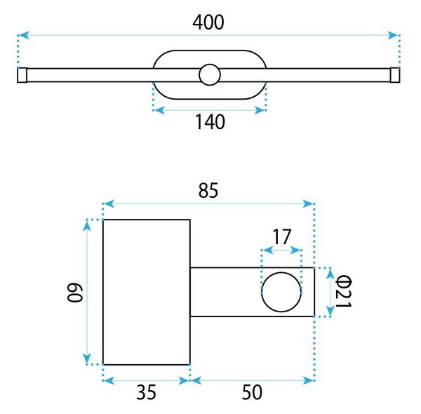 Toolight Toolight, LED nástěnné svítidlo 40cm, 13W, 4000K, 1000lm, APP1889-1W, zlatá lesklá, OSW-66044