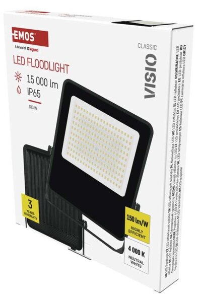 EMOS LED reflektor VISIO, 100 W, černý, neutrální bílá 1531255300