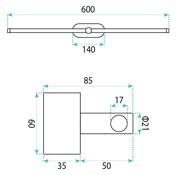 Toolight Toolight, LED nástěnné svítidlo 60cm, 13W, 4000K, 1000lm, APP1890-1W, zlatá lesklá, OSW-66045