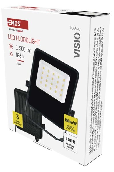 EMOS LED reflektor VISIO, 10 W, černý, neutrální bílá 1531251300