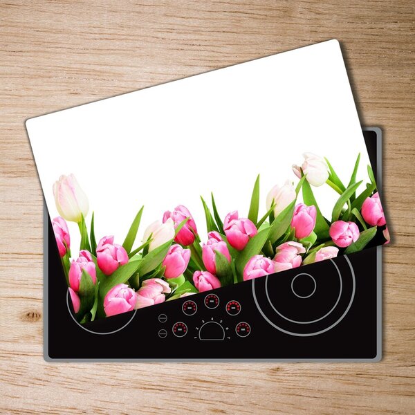 Deska na krájení skleněná Růžové tulipány pl-ko-80x52-f-138798865