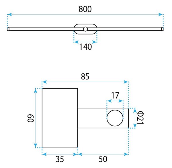 Toolight Toolight, LED nástěnné svítidlo 80cm, 13W, 4000K, 1000lm, APP1891-1W, zlatá lesklá, OSW-66046