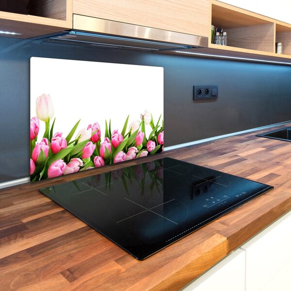 Deska na krájení skleněná Růžové tulipány pl-ko-80x52-f-138798865