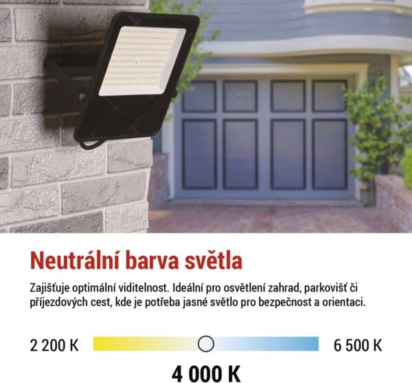 EMOS LED reflektor VISIO, 100 W, černý, neutrální bílá 1531255300
