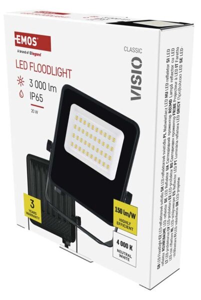 EMOS LED reflektor VISIO, 20 W, černý, neutrální bílá 1531252300