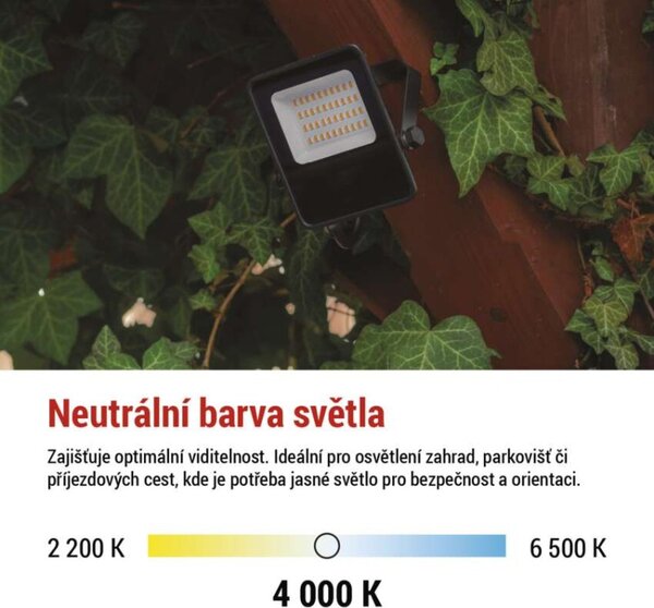 EMOS LED reflektor VISIO, 20 W, černý, neutrální bílá 1531252300