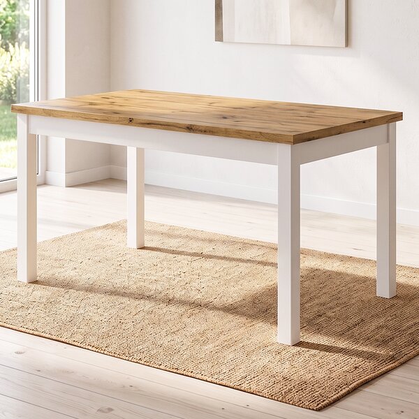 Rozkládací jídelní stůl PARMA | 120x80 cm | masiv buku + LDT 36 mm s ABS hranou | KVALITNÍ ZPRACOVÁNÍ | bílá/dub wotan