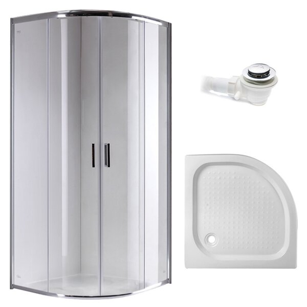 BPS-koupelny Čtvrtkruhový sprchový kout HYD-RK94A 80x80 cm chrom/transparent + vanička HYD-RSV-SXL01A bílá