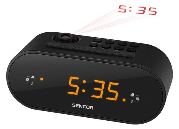 Sencor - Radiobudík s LED displejem a projektorem 5W/230V černá FT0307