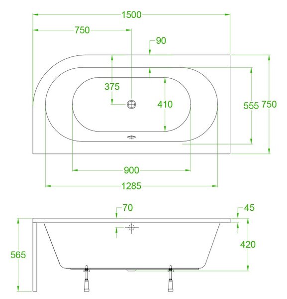 BPS-koupelny Akrylátová asymetrická vana k vestavbě HYD-EBI140L-VEST 140x75 cm LEVÁ, bílá