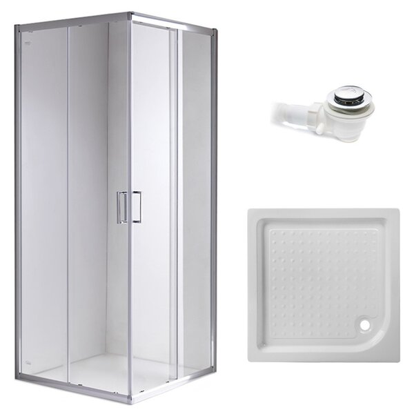 BPS-koupelny Čtvercový sprchový kout HYD-SK93C 100x100 chrom/transparent + vanička HYD-SSV-SXL02C bílá