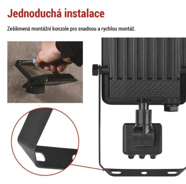 EMOS LED reflektor VISIO s pohybovým čidlem, 20 W, černý, neutrální bílá 1531292300