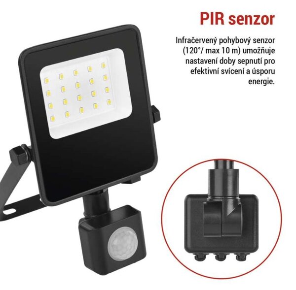 EMOS LED reflektor VISIO s pohybovým čidlem, 10 W, černý, neutrální bílá 1531291300