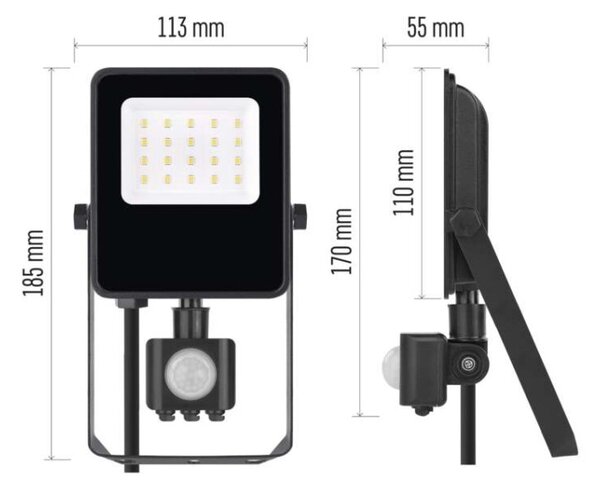 EMOS LED reflektor VISIO s pohybovým čidlem, 10 W, černý, neutrální bílá 1531291300