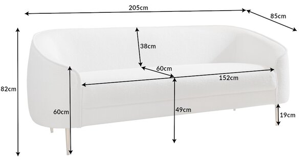 Designová sedačka Maali 205 cm bílá
