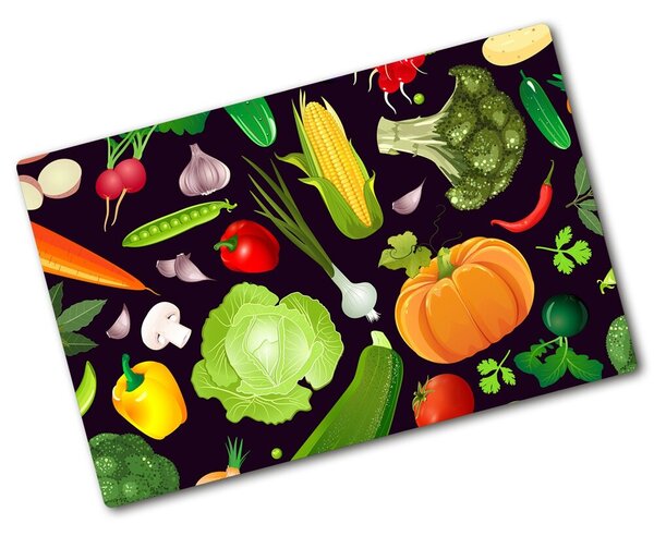 Kuchyňská deska velká skleněná Barevná zelenina pl-ko-80x52-f-178769507