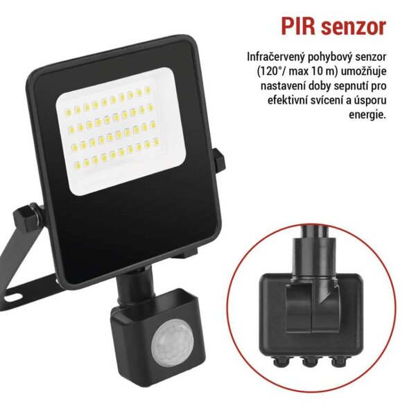 EMOS LED reflektor VISIO s pohybovým čidlem, 20 W, černý, neutrální bílá 1531292300