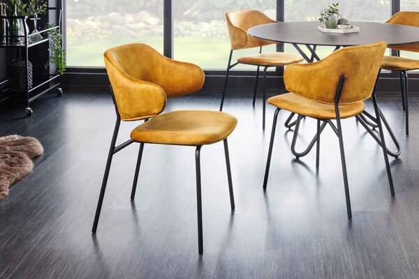 Designová jídelní židle Takuya hořčicový samet