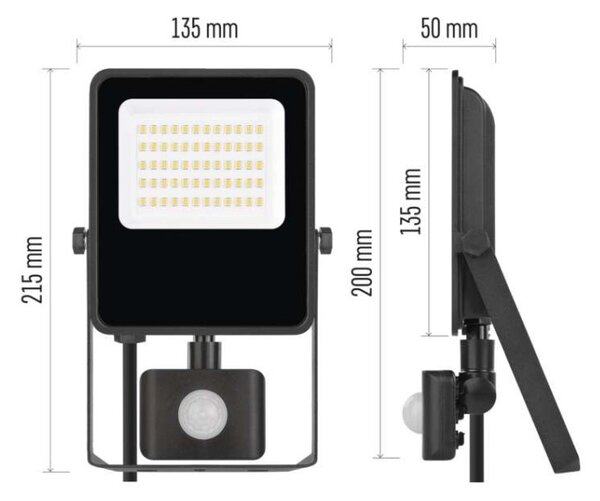 EMOS LED reflektor VISIO s pohybovým čidlem, 30 W, černý, neutrální bílá 1531293300
