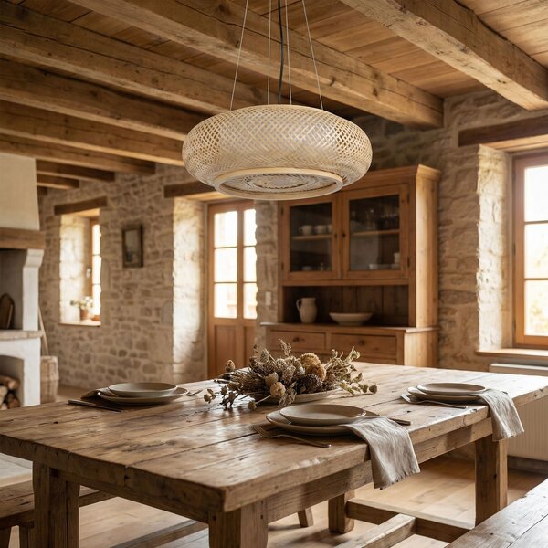Toolight Toolight, závěsné stropní svítidlo 50cm, 3xE27, APP1909-3CP, přírodní hnědá-černá, OSW-66057