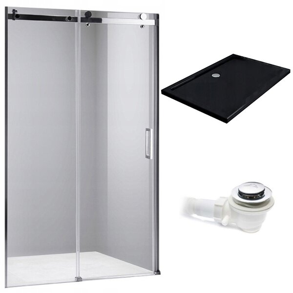 BPS-koupelny Posuvné sprchové dveře HYD-PD03D 120 chrom/transparent pro instalaci do niky + vanička HYD-OSV-ST03C 120x80 bílá