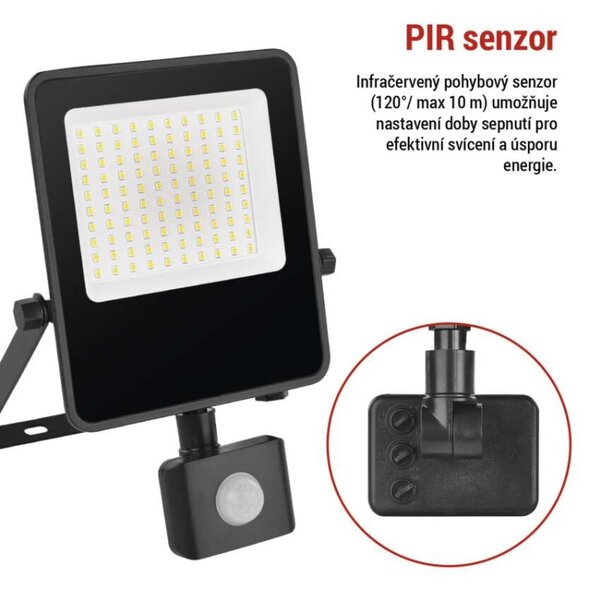 EMOS LED reflektor VISIO s pohybovým čidlem, 50 W, černý, neutrální bílá 1531294300