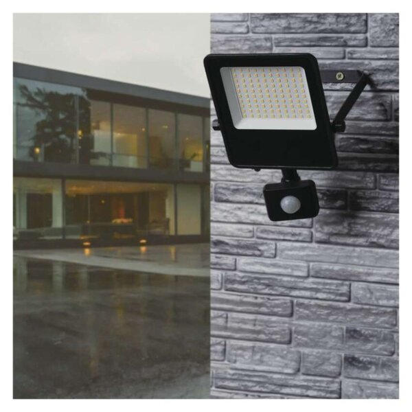 EMOS LED reflektor VISIO s pohybovým čidlem, 50 W, černý, neutrální bílá 1531294300