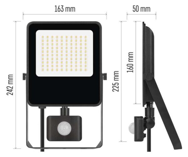 EMOS LED reflektor VISIO s pohybovým čidlem, 50 W, černý, neutrální bílá 1531294300