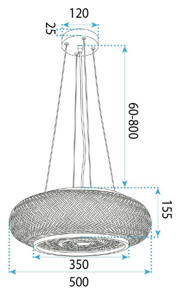 Toolight Toolight, závěsné stropní svítidlo 50cm, 3xE27, APP1909-3CP, přírodní hnědá-černá, OSW-66057