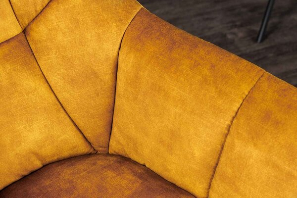 Designová otočná židle Vallerina hořčičný samet - skladem