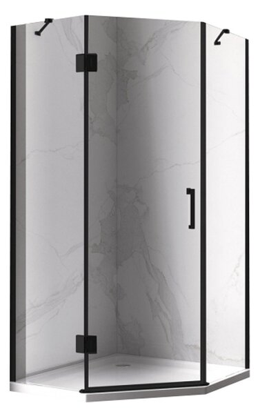 BPS-koupelny Pětiúhelníkový sprchový kout HYD-PK10A 80x80 černá/transparent - bez vaničky