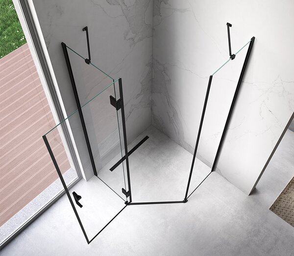 BPS-koupelny Pětiúhelníkový sprchový kout HYD-PK10A 80x80 černá/transparent - bez vaničky