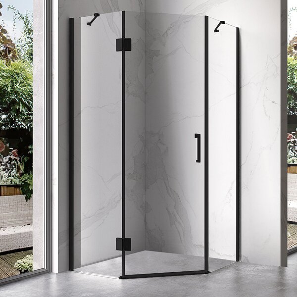 BPS-koupelny Pětiúhelníkový sprchový kout HYD-PK10A 80x80 černá/transparent - bez vaničky