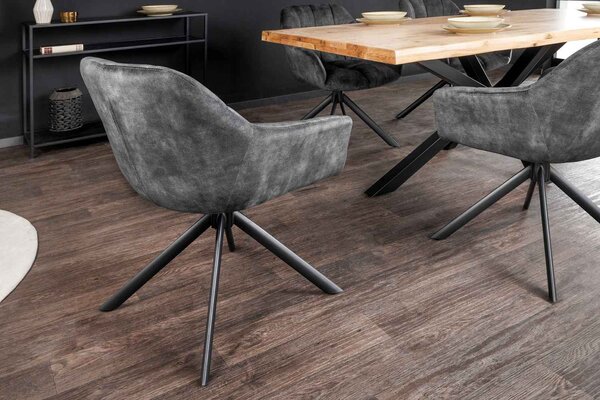 Designová otočná židle Vallerina šedý samet