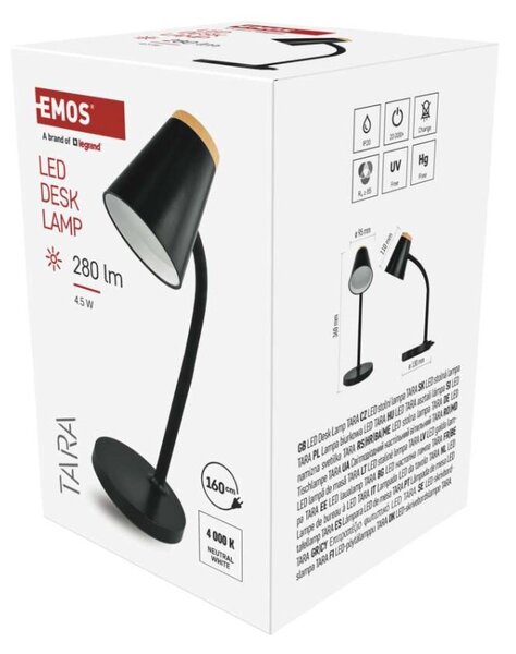EMOS LED stolní lampa TARA, černá 1538201300