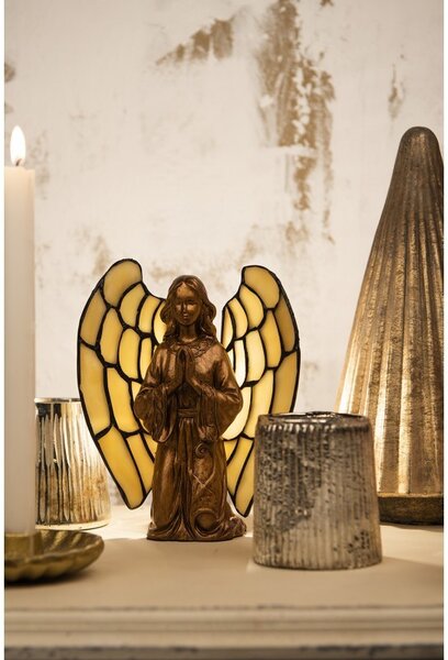 Dekorativní lampa Tiffany Anděl - 20*18 cm 1x E14 / Max 40W - Clayre & Eef