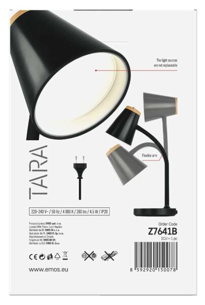 EMOS LED stolní lampa TARA, černá 1538201300